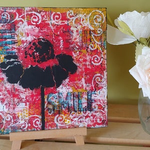 Cone Flower. 12x12 mixed media collage art