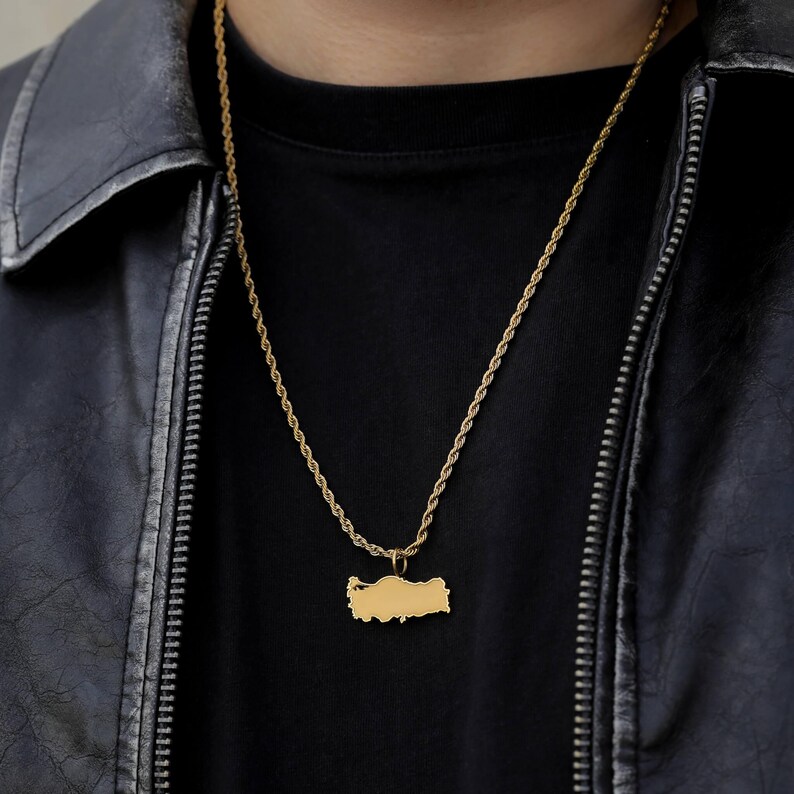 Türkiye Necklace With Matte Map for Men – Turkish Necklace, Stainless ...