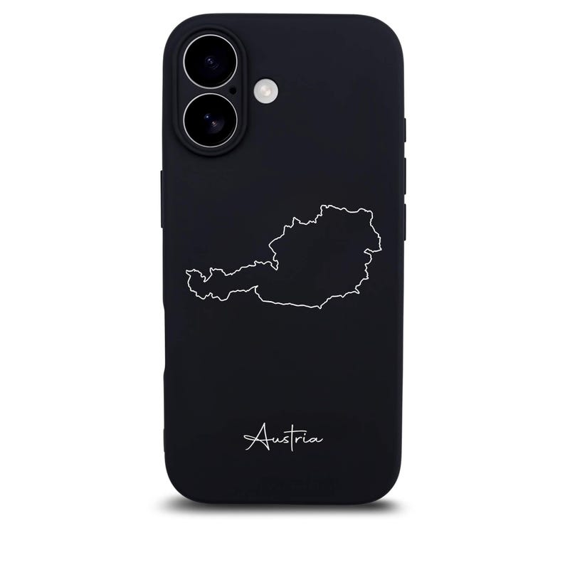 Austria phone case with map – iPhone case made of TPU silicone, matte black image 3
