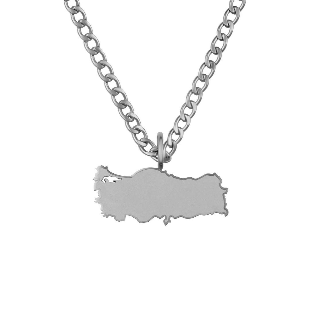 Türkiye Necklace With Matte Map for Men – Turkish Necklace, Stainless ...