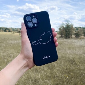 Austria phone case with map – iPhone case made of TPU silicone, matte black image 2