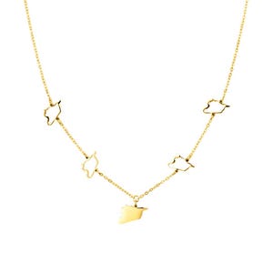 Collana Siria con 5 ciondoli con mappa per donna, mappa della Siria, collana con ciondolo Siria, collana siriana in oro e argento