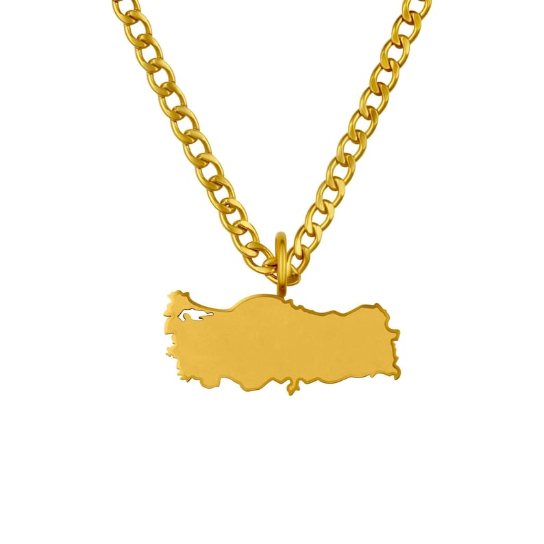 Türkiye Necklace With Matte Map for Men – Turkish Necklace, Stainless ...