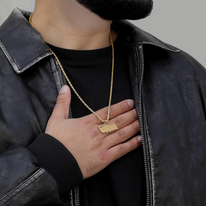 Türkiye Necklace With Matte Map for Men – Turkish Necklace, Stainless ...