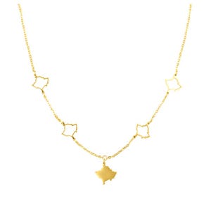 Kosovo necklace with 5 map pendants for women, Kosovo map, Kosovo pendant necklace, Kosovar necklace in gold and silver