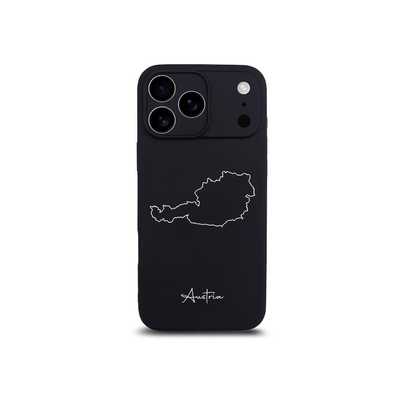 Austria phone case with map – iPhone case made of TPU silicone, matte black image 1