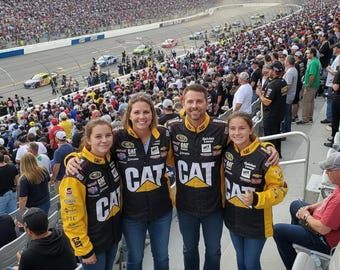 Vintage Rennsportjacke Nascar CAT | Sublimationsdruck + Stickerei | Gratis T-Shirt & Balaclava