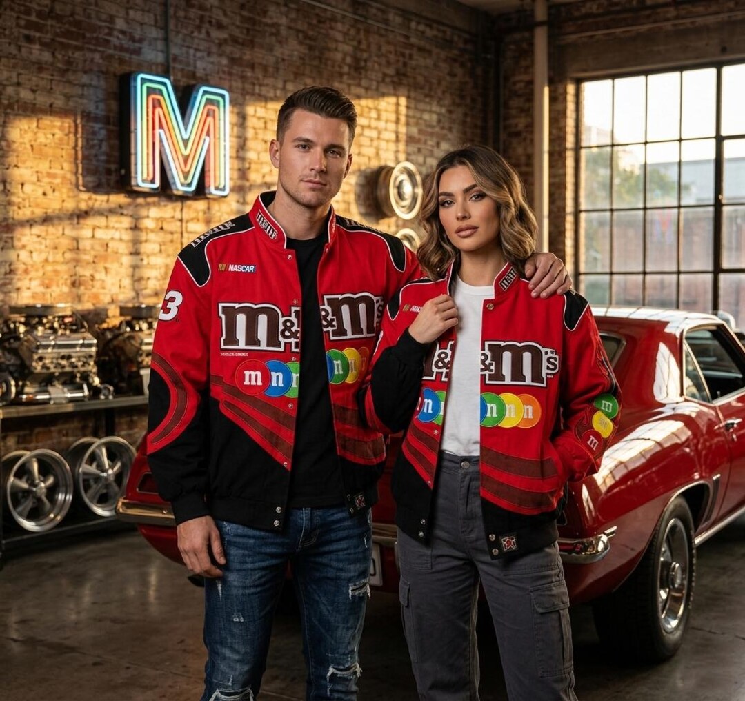 Vintage Style NASCAR M&M Racing Jacket Red Black, 90s Motorsport Bomber ...