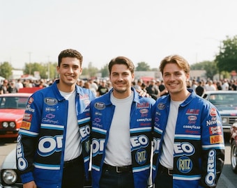 Nascar Oreo Racing Jacke | Sublimation gedruckte Retro Bomber Streetwear | Gratis T-Shirt & Balaclava