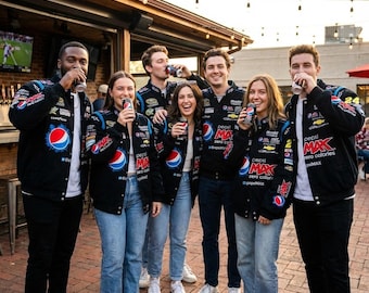 Nascar Max Racing Jacke Vintage Kyle Busch Bomber Style Sublimation bedruckte Motorsportjacke mit gratis Geschenk Balaclava und T-Shirt