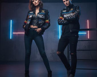 Sublimationsdruck auf Nascar Racing Jacke Cordura, Satin gefüttert, gratis T-Shirt & Balaclava