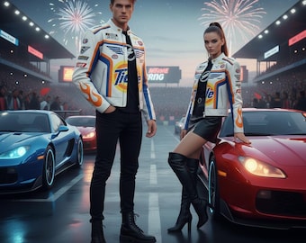 Tide Nasse Nascar Racing Jacke - Vintage Pit Crew Bomber, bestickt & Sublimationsdruck + gratis T-Shirt und Balaclava