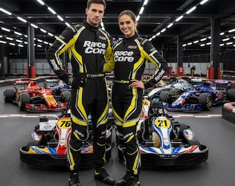 RACECore FIA CIK Kartanzug | Pro Go Kart Rennanzug | Gratis T-Shirt & Balaclava