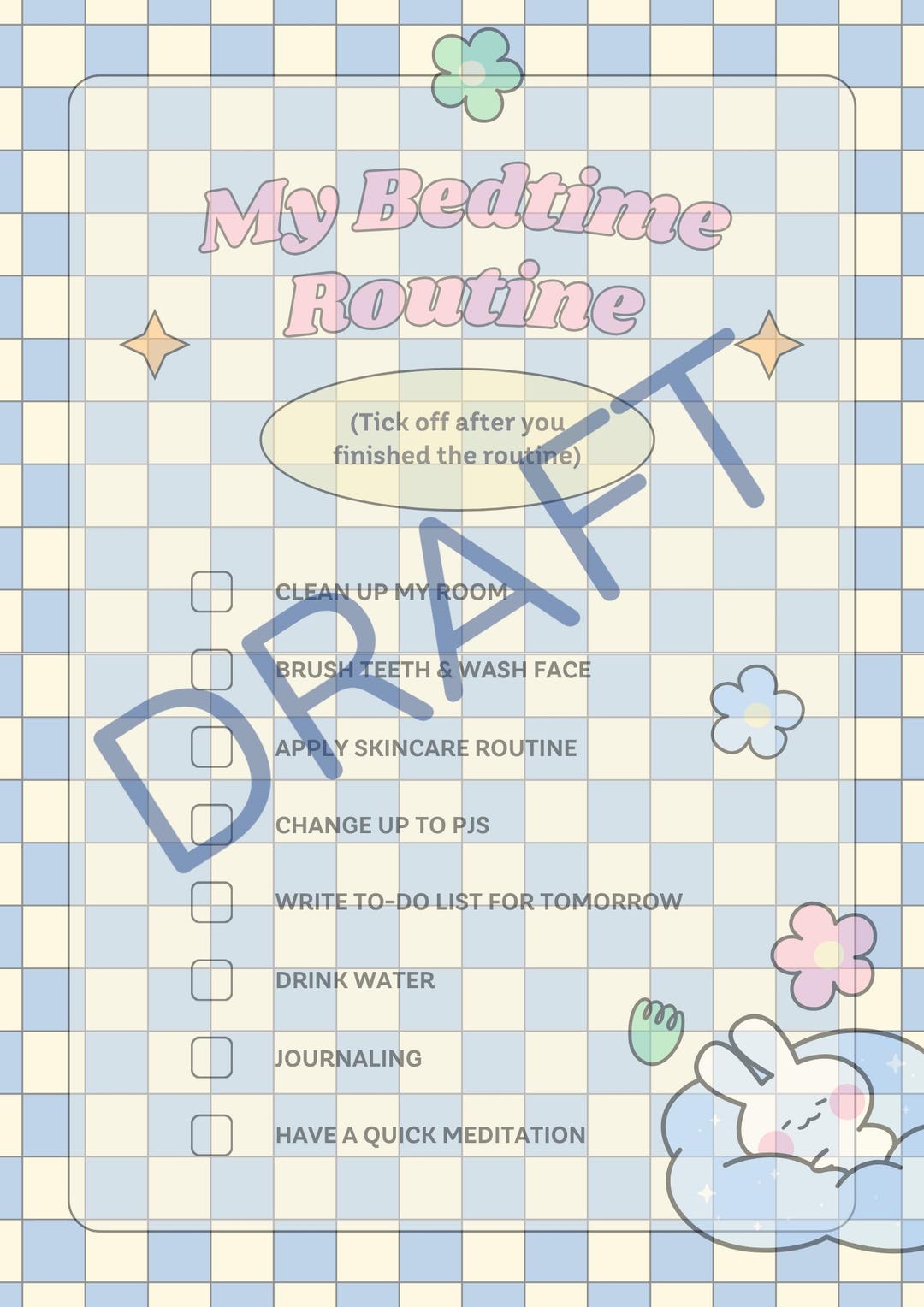 Bedtime Tick List for Older Children - Etsy