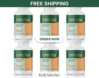 Emma Gut Health Capsules – Digestive Support, Bloating, Gas, Constipation Aid (6 Bottles)
