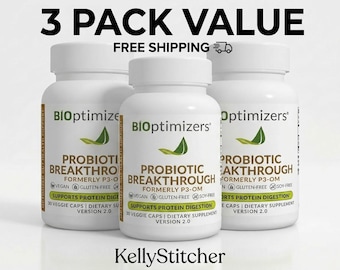 Probiotic Breakthrough Supplement (3 Pack) | Daily Probiotics & Prebiotics Capsules for Women and Men | 30 Vegan Capsules |