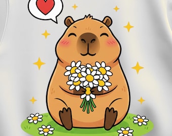 Clipart PNG de Capivara Fofa, Capivara Kawaii em Desenho Animado, PNG de Animal Engraçado, Design para Sublimação, Arte para Adesivos, Download Instantâneo