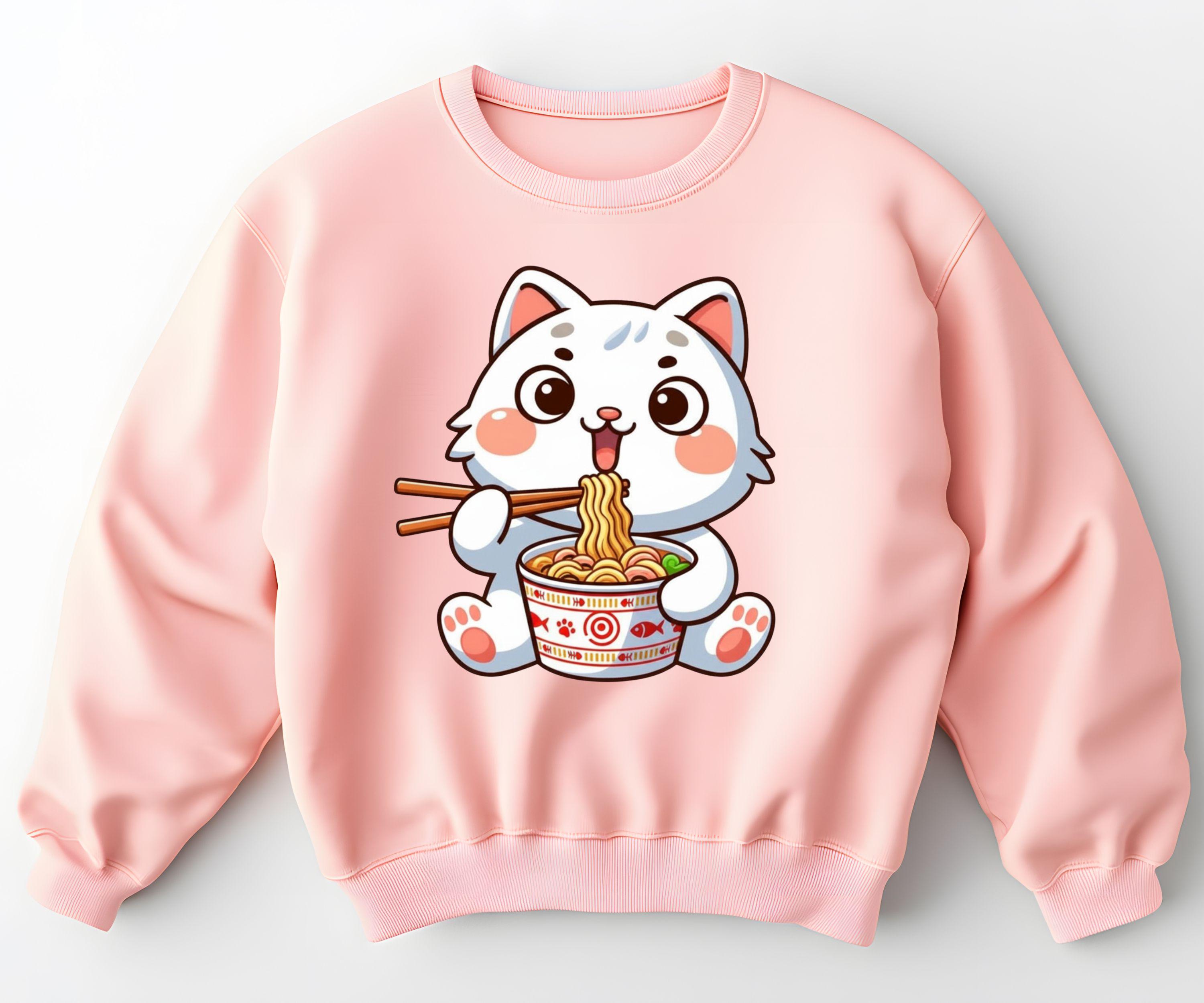 Cute Cat Eating Ramen PNG, Kawaii Noodle Cat Clipart, Anime Style Food ...