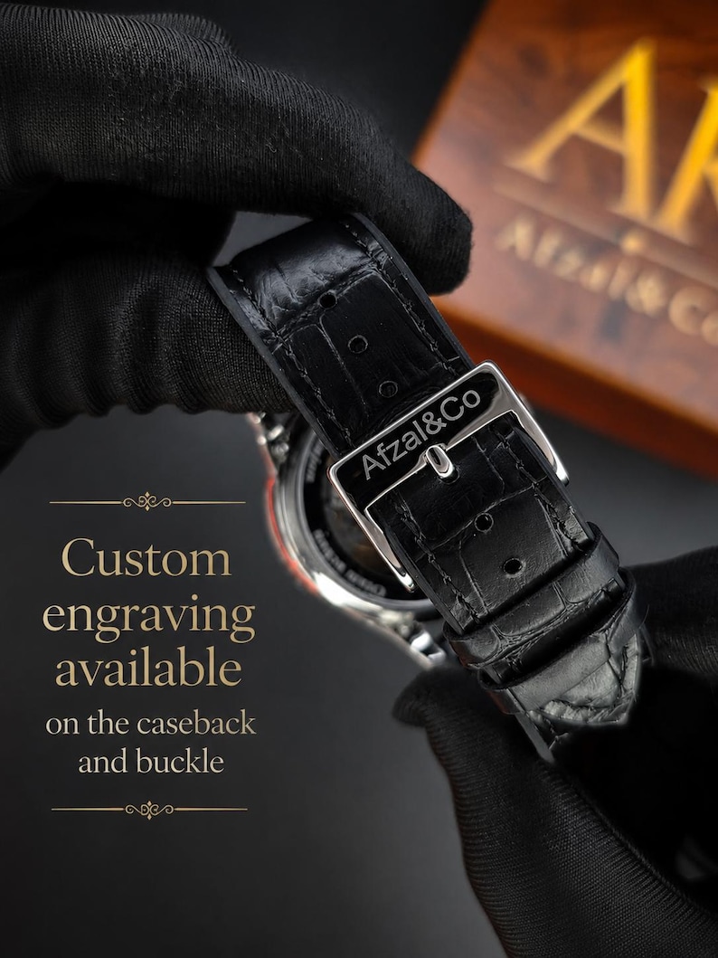 Personalized Photo Dial Mechanical Watch, Custom Engraved Stainless Steel Timepiece image 4