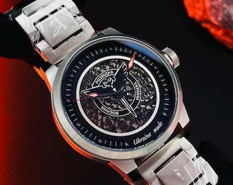 Personalized Skeleton Military Watch for Men - Engraved Mens Wrist Watch - Custom Analog Army Veteran Gift - Unique Anniversary Gift for Him