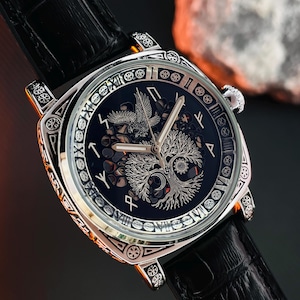 Armbanduhr für Männer, personalisiertes Geschenk für Papa, Baum des Lebens Geschenke, Automatikuhr mit Gravur, wasserdicht