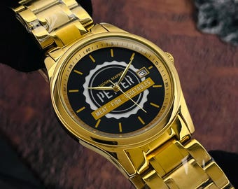 Custom Engraved Stainless Steel Watch, Business Logo Gifts, Personalized Timepiece