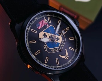 Custom Watch Dial for Military Gift, Engraved Mens Watch, 4th of July Personalized Automatic Watch, Veteran Customize Watch
