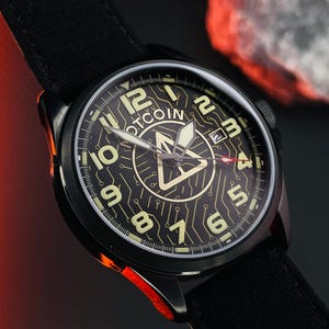 Custom Automatic Watch, Black Tank Shell Dial, Seiko Movement, Crypto Inspired (42mm)