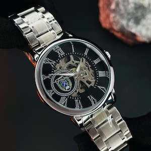 Personalized Automatic Mechanical Watch – Custom Logo Engraved Stainless Steel Timepiece image 1