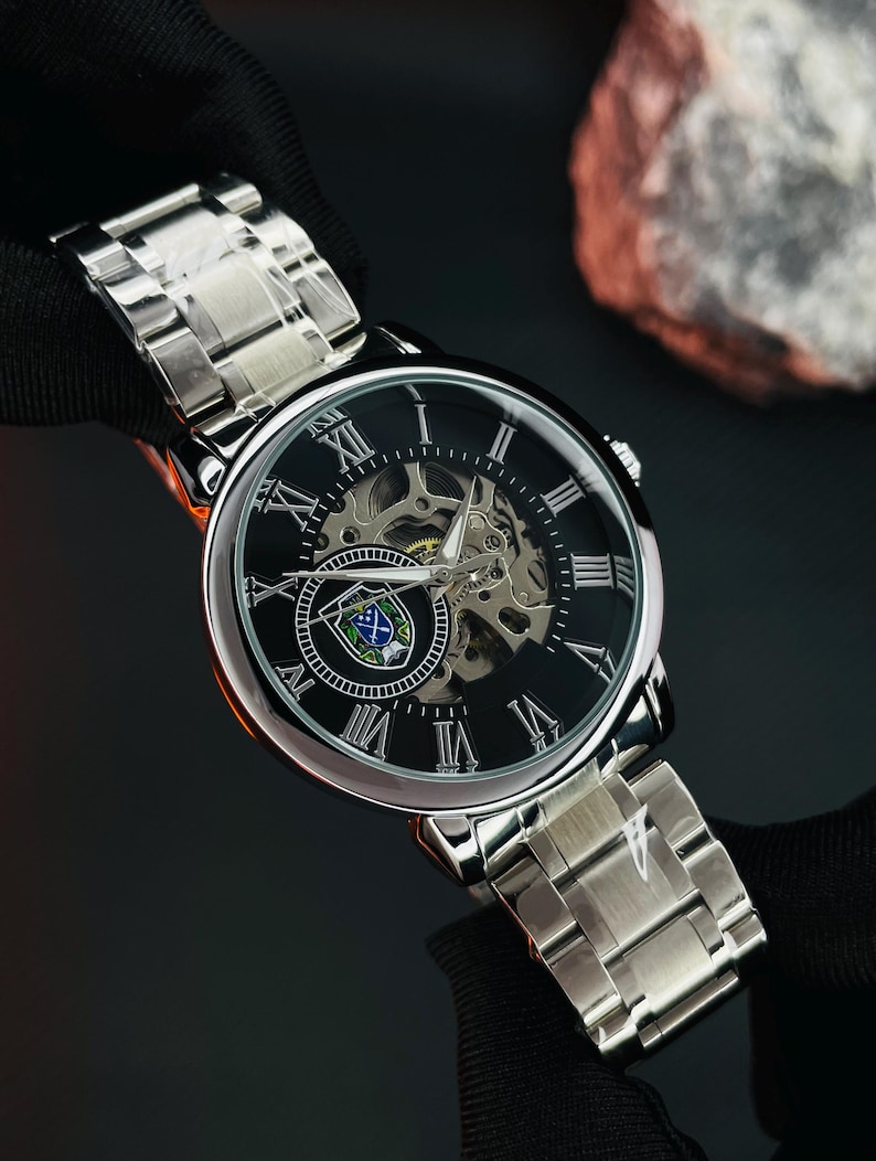 Personalized Automatic Mechanical Watch – Custom Logo Engraved Stainless Steel Timepiece image 1
