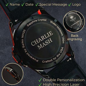 Benutzerdefinierte Vaterländischer Adler Uhr - 4. Juli Geschenk für Männer, Panzermuschel-Zifferblatt, graviertes veteranisches Geschenk, limitierte Automatikuhr Bild 11