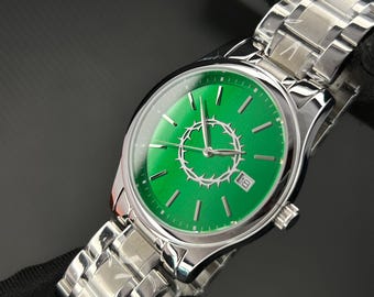 Minimalistische silberne Uhr für Männer, individuelle Edelstahluhr mit Seiko Quarz, graviertes personalisiertes Geschenk, Herrenarmbanduhr