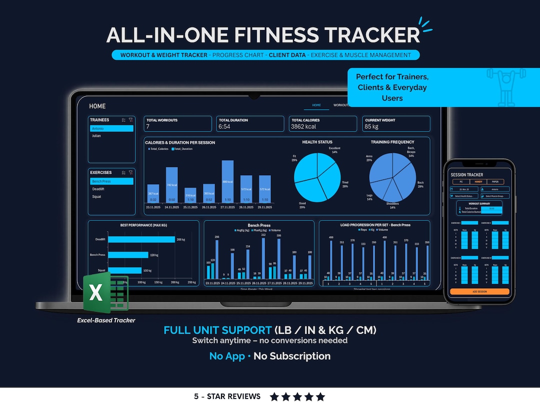 Free Downloadable Workout Tracker. Excel Excel Workout Tracker – Digital Fitness & Weight Loss Spreadsheet ...