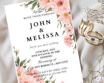 Elegant Wildflower Wedding Invitation Suite: Printable Floral Design (Digital Download)
