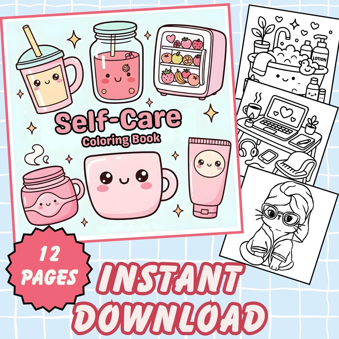 Cozy Self Care Coloring Book | Slow Living Calm Pages for Relaxation ...