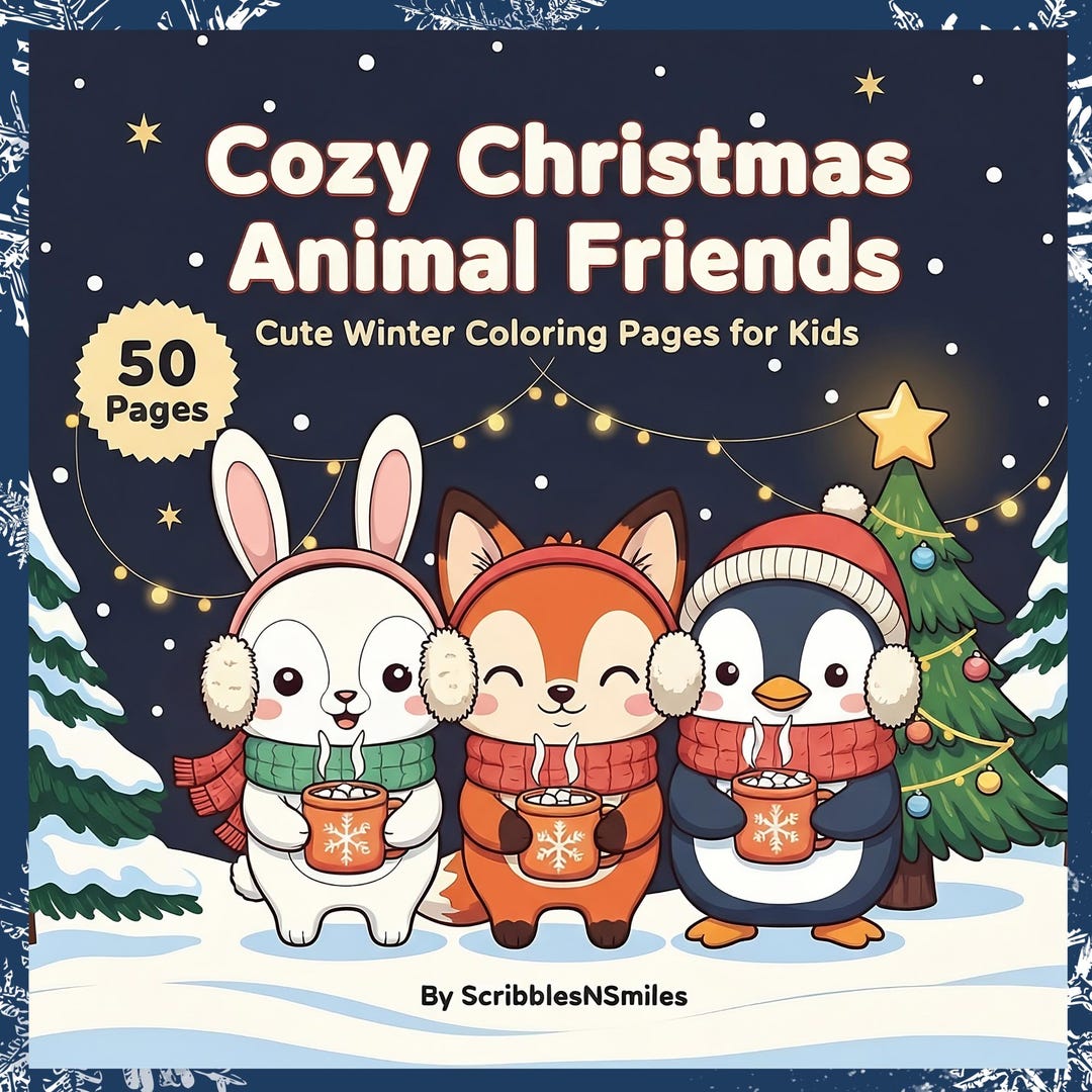 Christmas Animal Friends Coloring Book | 50 Cozy Winter Pages ...