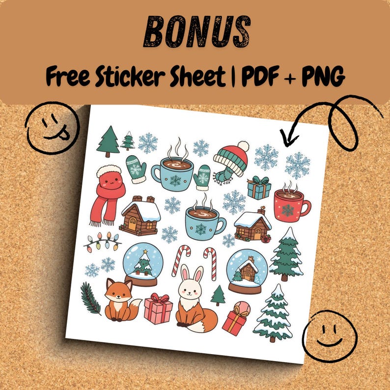 Cozy Winter Coloring Book - Bold Line Art & Winter Scenes + Free Stickers (Instant Download) image 4