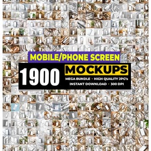 1900+ Phone Screen Mockup JPEG Bundle: App & Wallpaper Design (Digital Download)