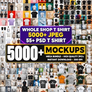 5000+ T-Shirt Mockup Bundle, Flatlay & Model JPG (Digital Download)