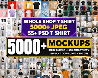 5000+ T-Shirt Mockup Bundle, Flatlay & Model JPG (Digital Download)