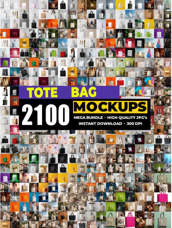 2100 Tote Bag Mockup Bundle, Canvas & Cotton, Lifestyle Scenes (JPG)
