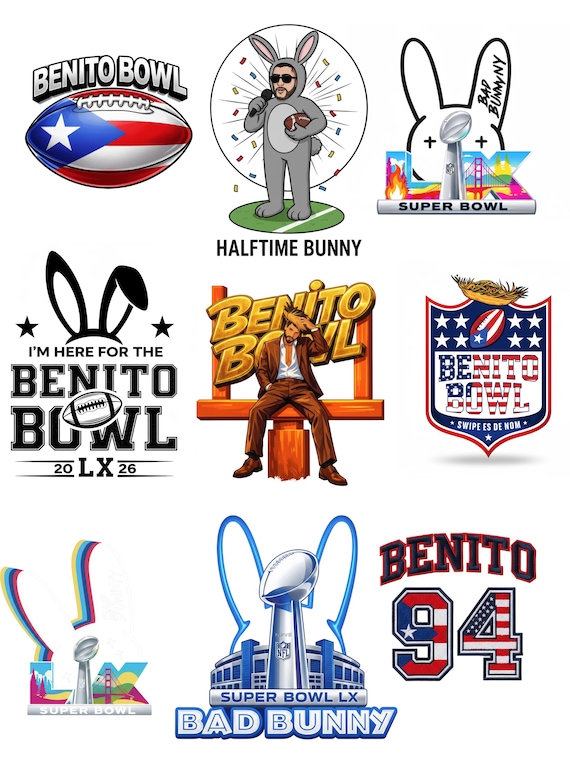 Bad Bunny Super Bowl PNG Bundle – Boricua Football Designs (Digital Download)