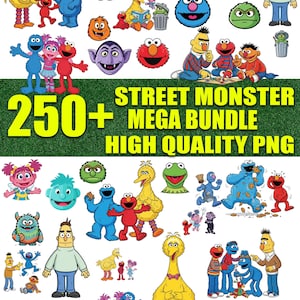 250+ Street Monsters Characters PNG Bundle | Elmo Faces Clipart | High Resolution PNG | Instant Digital Download