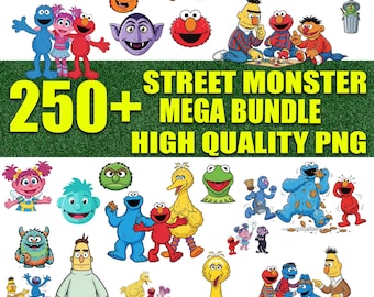 250+ Street Monsters Characters PNG Bundle | Elmo Faces Clipart | High Resolution PNG | Instant Digital Download