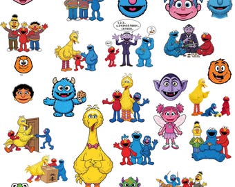 Paquete de más de 250 imágenes prediseñadas PNG de monstruos de Barrio Sésamo / Más de 100 archivos (Descarga digital)
