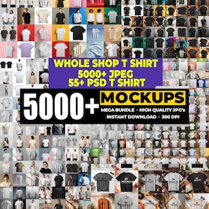 5000+ T-Shirt Mockup Bundle, Flatlay & Model JPG (Digital Download)