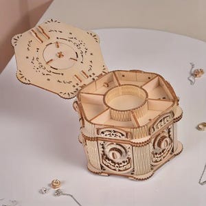 DIY 3D Wooden Puzzle Music Box with Password – DIY Mechanical Model Kit, Handmade Assembly Craft, Unique Holiday Gift