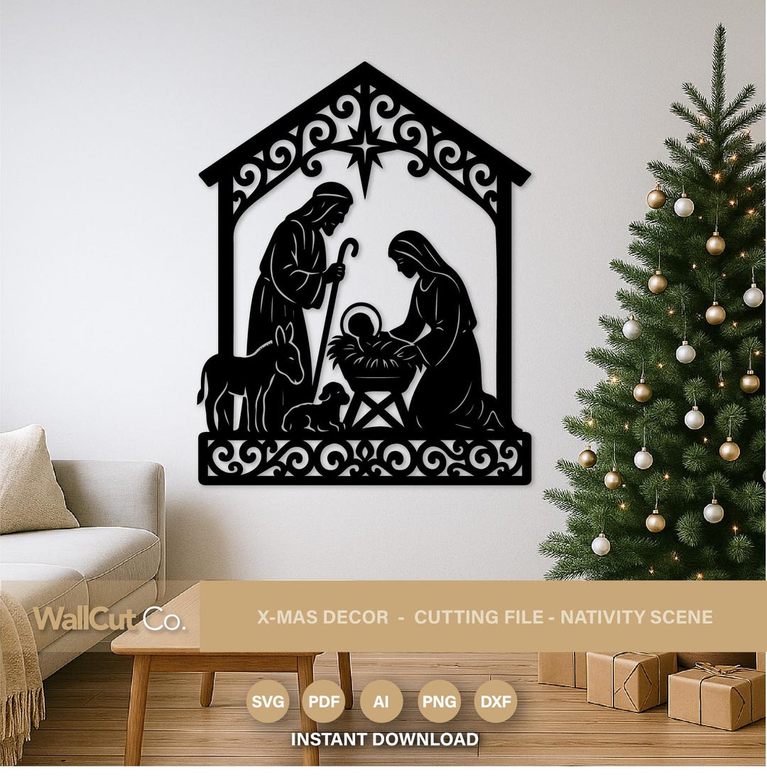 Nativity Scene DXF SVG | Christmas Cutting File | Vector for Laser, CNC ...