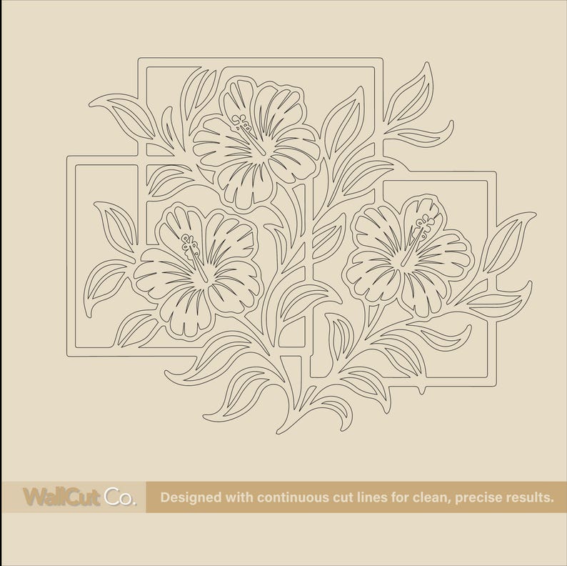 Dxf Shape Rectangular Floral Wall Art SVG DXF | Botanical Rectangular Design | CNC Cut File ...