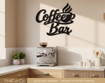 Archivo SVG para barra de café / Archivo CNC para decoración de pared de cocina (descarga digital)